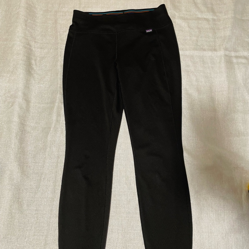 Patagonia Black Women' Leggings with Rainbow Waistband Detail